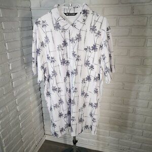 Travis Mathews Men's Size XXL White w/ Grey Palm Trees Straight Fit Polo